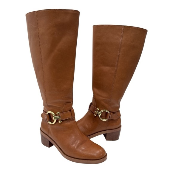 Coach Carolina Brown Buckle Mid Calf Leather Riding Boots Size 7 B - Picture 1 of 8